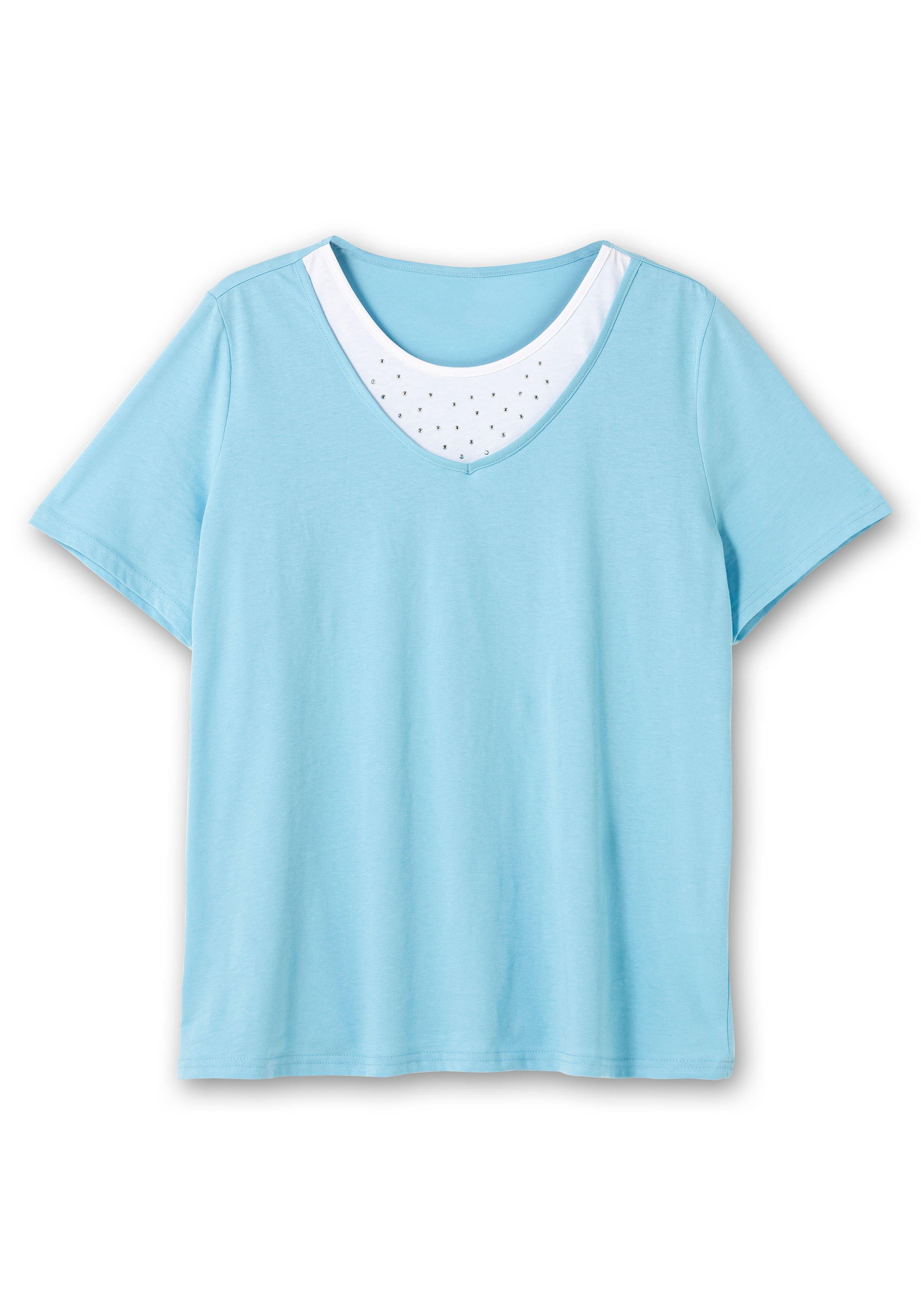 Kurzarmshirt in Layeroptik mit Ziernieten