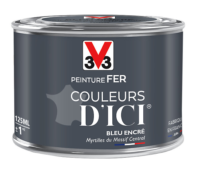 Peinture extérieure fer Couleurs d'ici bleu encré Velours V33 0,125L