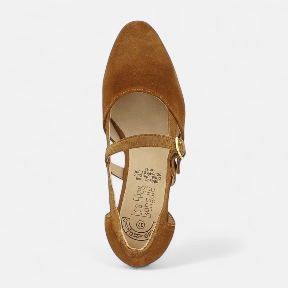 Escarpins quartiers ouverts Femme en cuir cognac