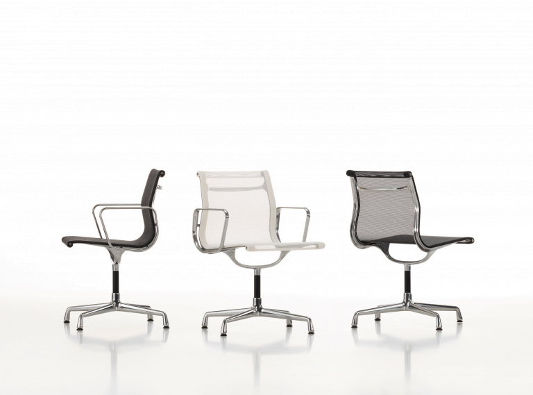Vitra EA 101 stoel geel/ pastel groen, onderstel verchroomd