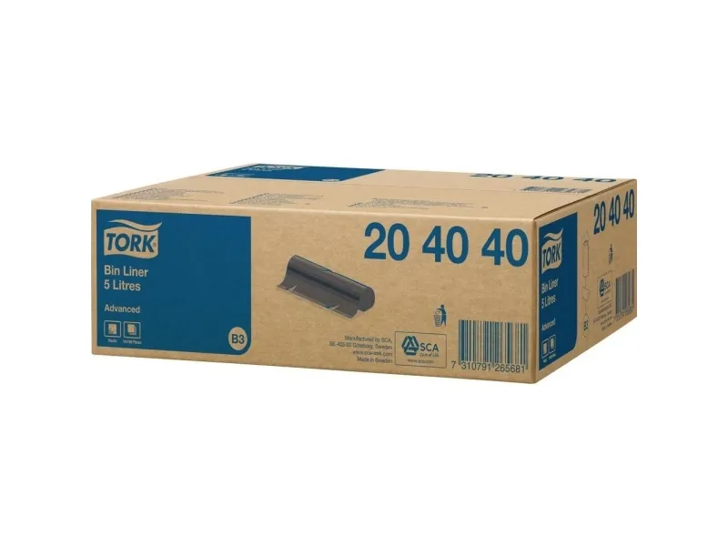 Tork 204040, 5 L, Sort, Lineær lav-densitet polyætylen (LLDPE), 50 stk, 180 mm, 60 mm