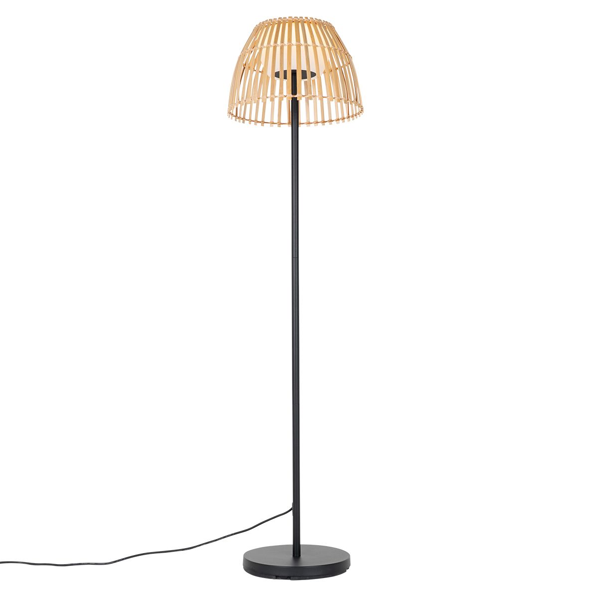 Landelijke buiten vloerlamp zwart met bamboe incl. LED - Kaiser
