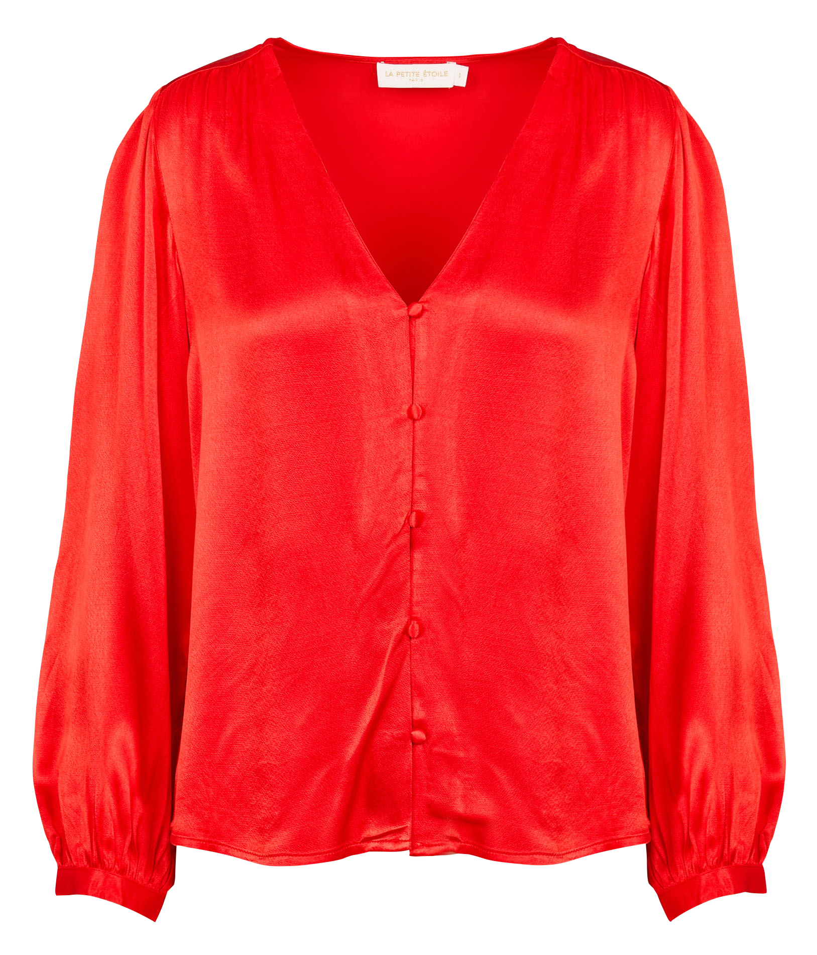 BIANCA - Chemise droite à col V | Rouge