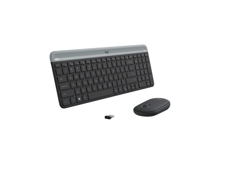 Logitech Tastatur-Maus-Set MK470 Graphite Kompaktes, kabelloses Tastatur-Maus-Set