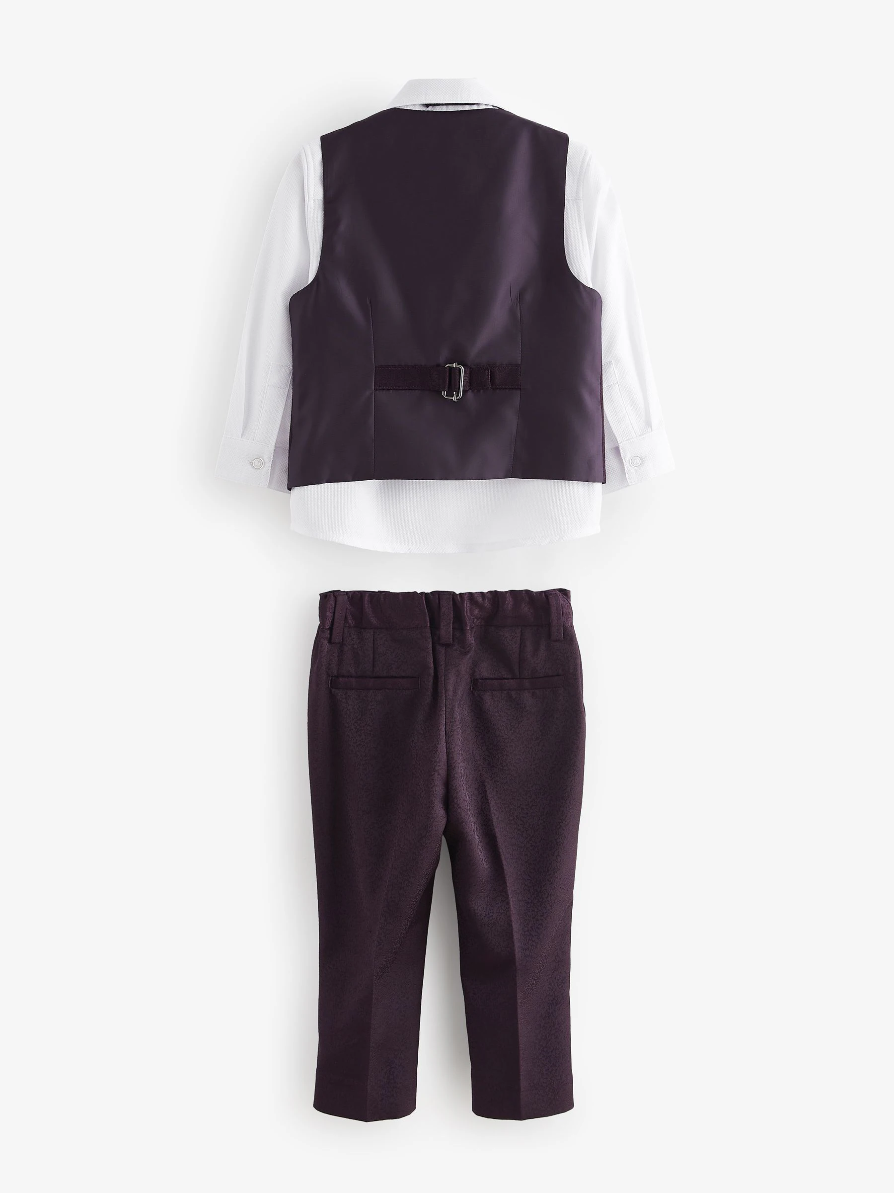 Paarsblauw - Set van gilet, shirt, broek en vlinderstrikje (3mnd-9jr)