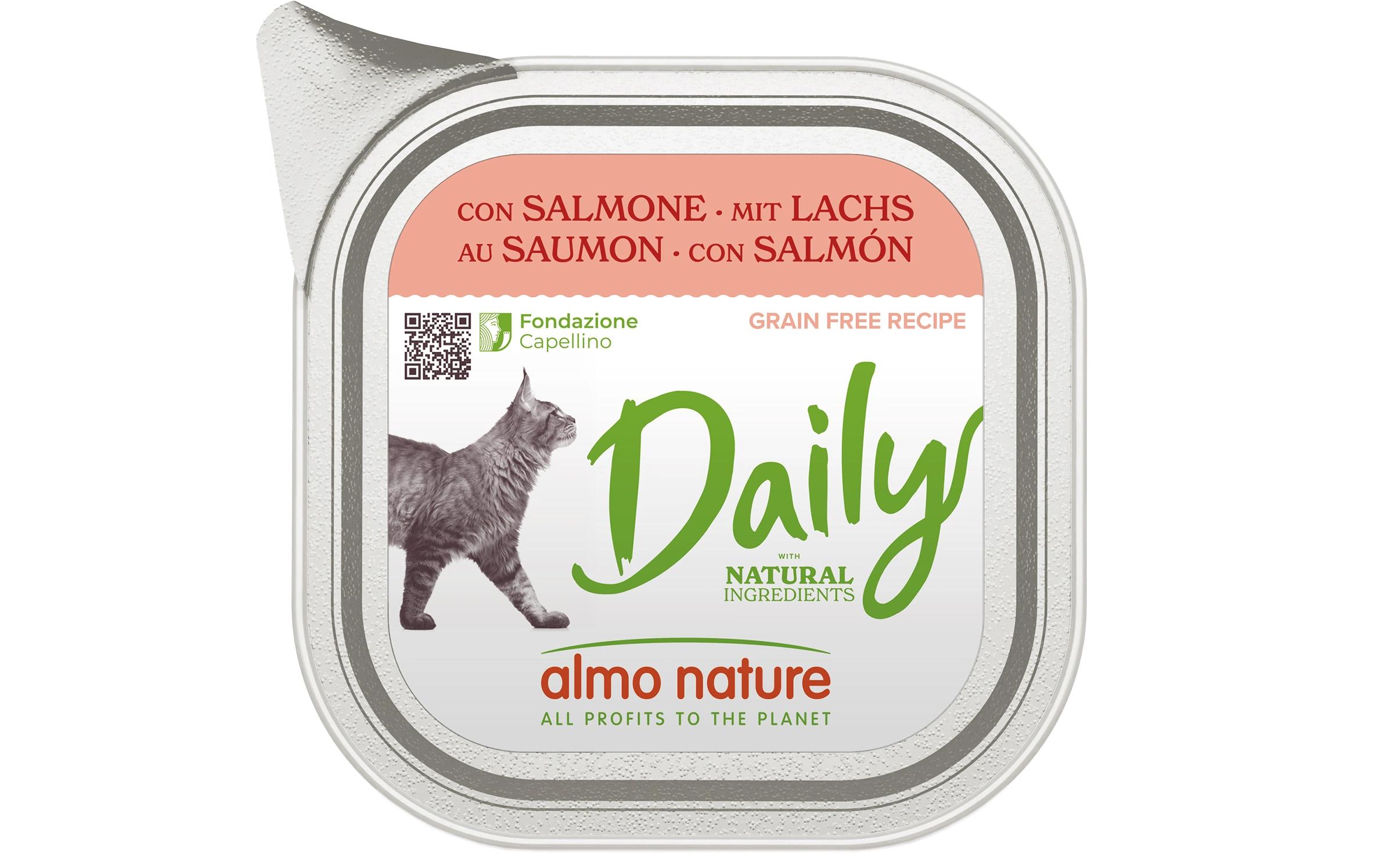 Nassfutter Daily mit Lachs 32 x 100gAlleinfuttermittel für ausgewachsene Katzen