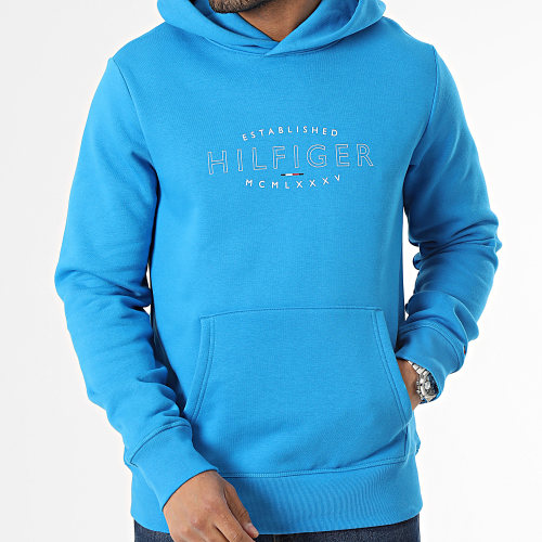 Sweat Capuche Hilfiger Curve Logo 0013 Bleu Clair