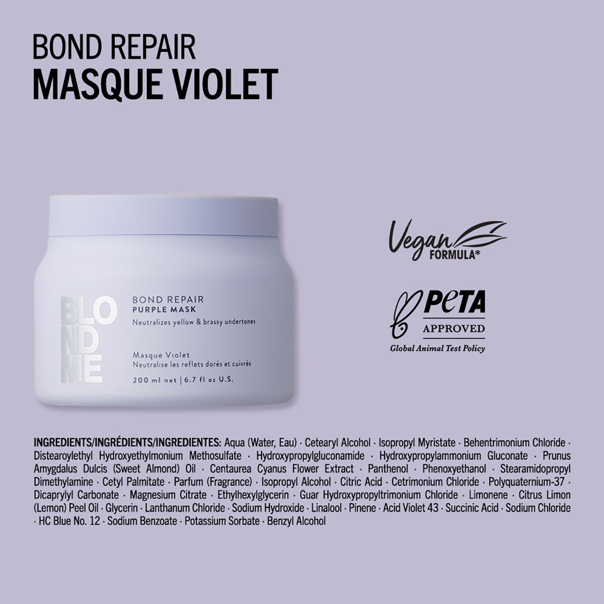 Masque Violet Neutralisant Blond Me Bond Repair Schwarzkopf 200 ML