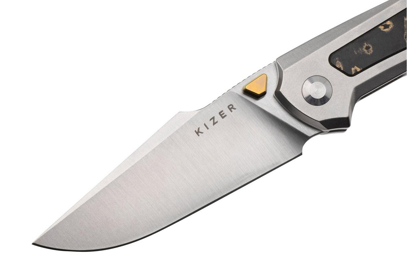 Kizer Feweed KI3694A4 Satin Zwear-PM, Titanium Camo Carbon Gold Inlay, zakmes