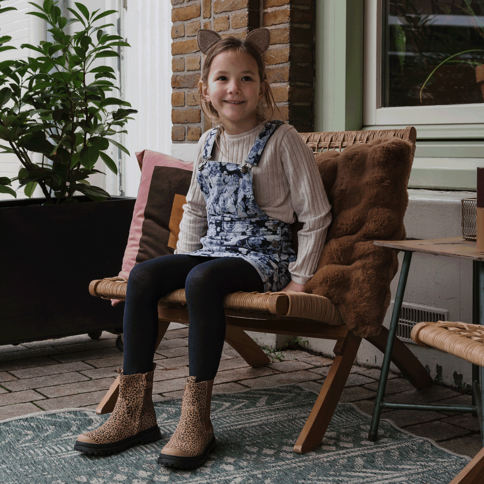 Shoesme cognac chelseaboot met panterprint Suède | Sale