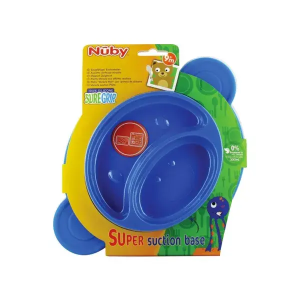 Prato de silicone antiderrapante Nuby Monkey Blue +9m