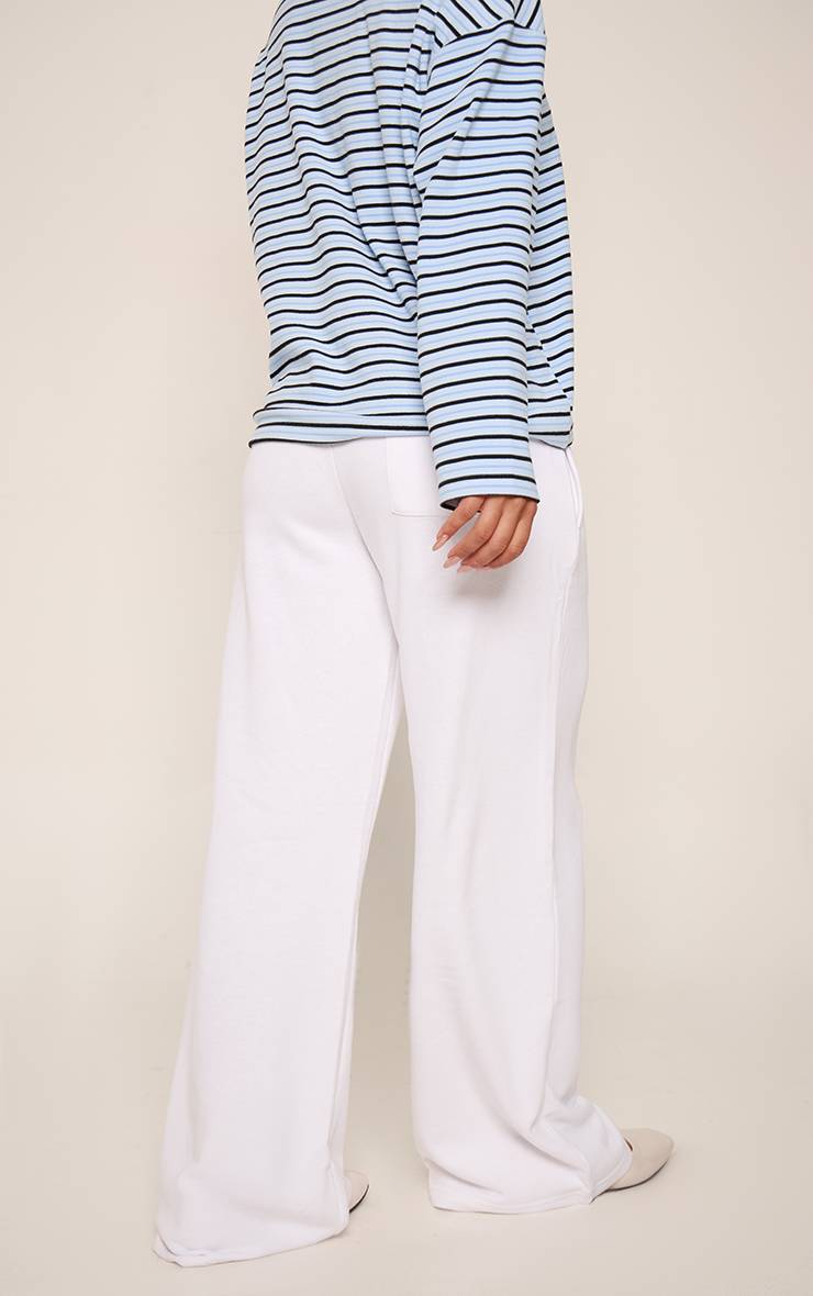 Blanc Jogging Droit À Détails Plissés Et Boutonnage