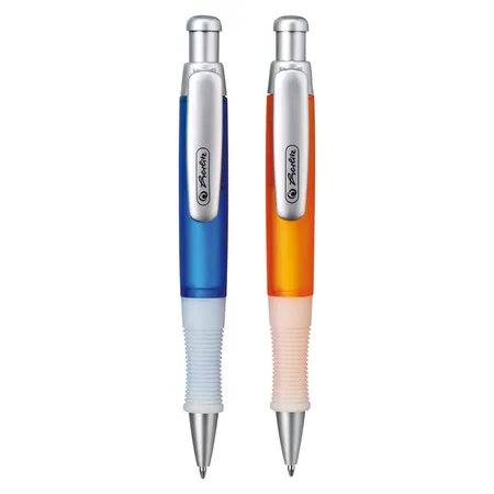 Herlitz Kugelschreiber Grip, 2 Stück je 1x orange und blau