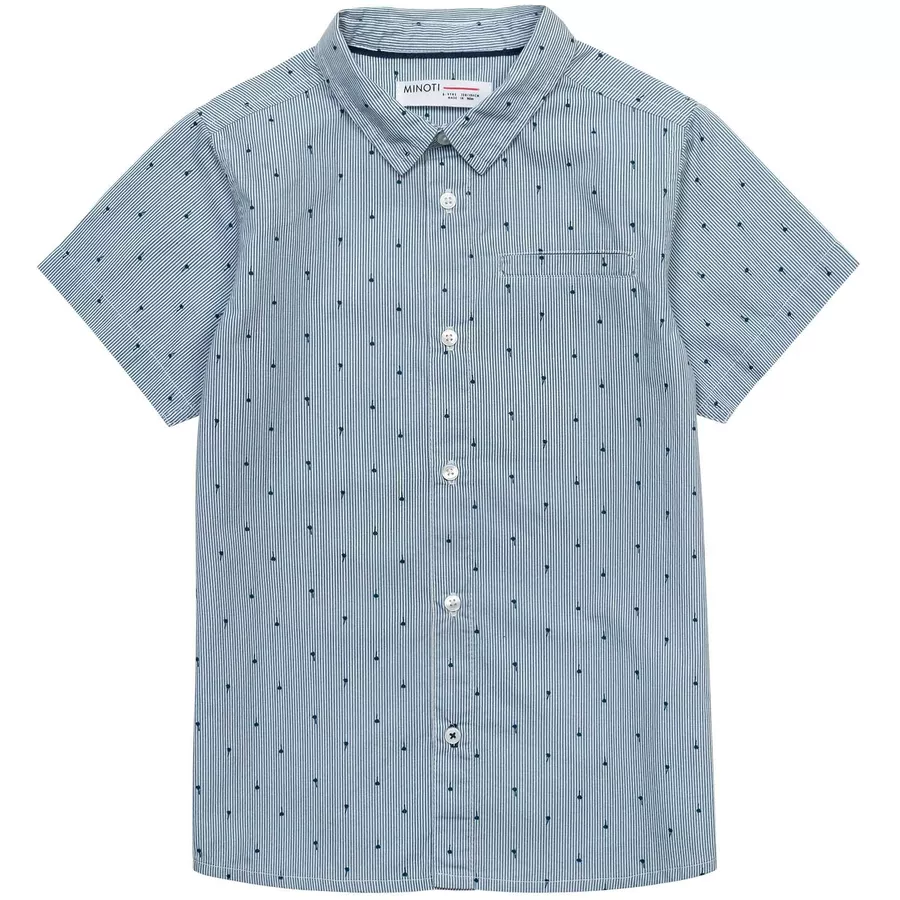 MINOTI Kurzarmhemd mit Palmenprint Hellblau