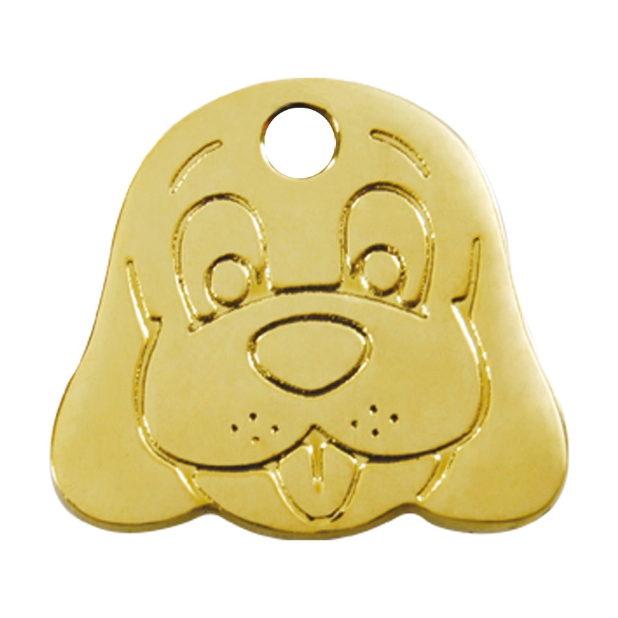 Placa de identificação facial de latão para cães.
