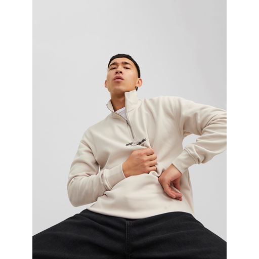 Jack&Jones Vesterbro Quarter Zip Sweatshirt, Moonbeam, M