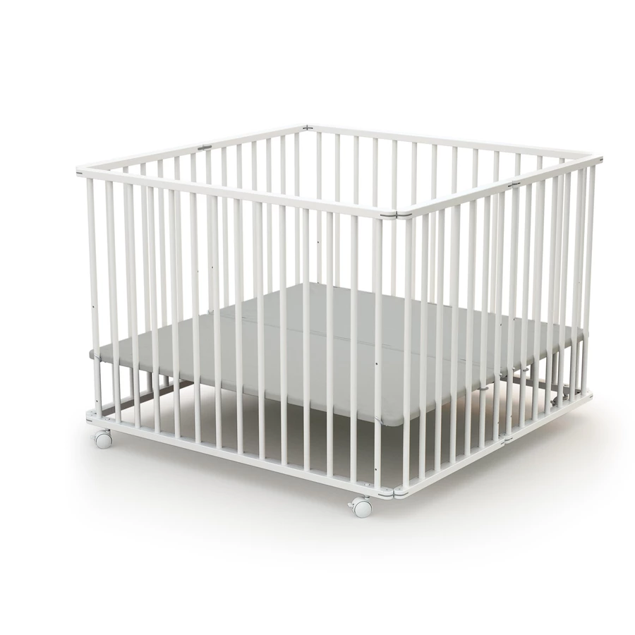 WEBABY Laufgitter faltbar Buche weiß 100 x 100 cm