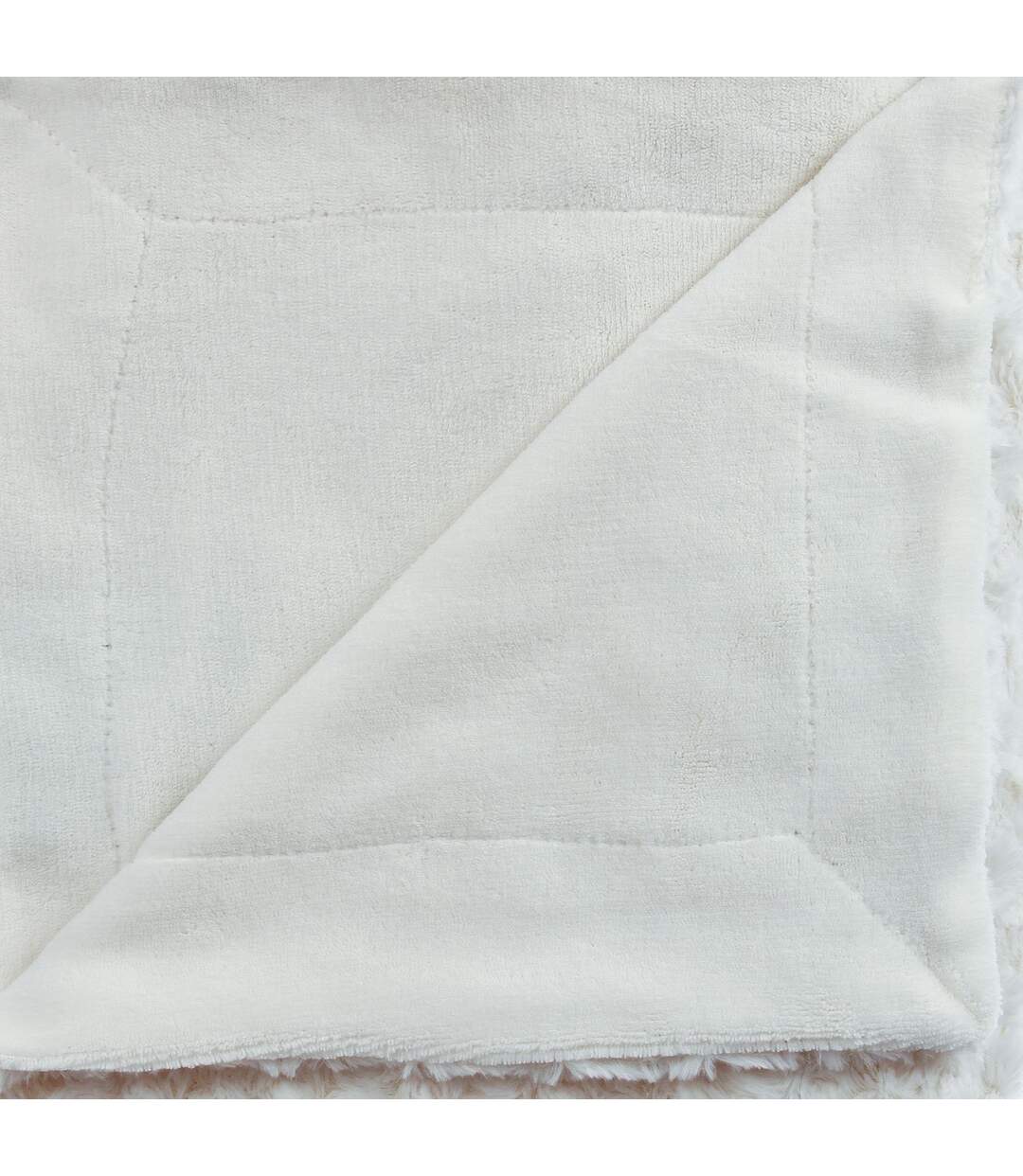 Plaid en fausse fourrure à boucles en polyester - 230x180cm - Blanc ivoire