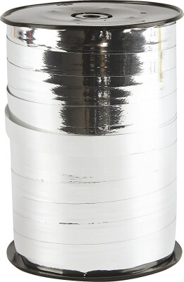 Gavebånd - Metal Sølv - B 10 MM - Blank - 250 M