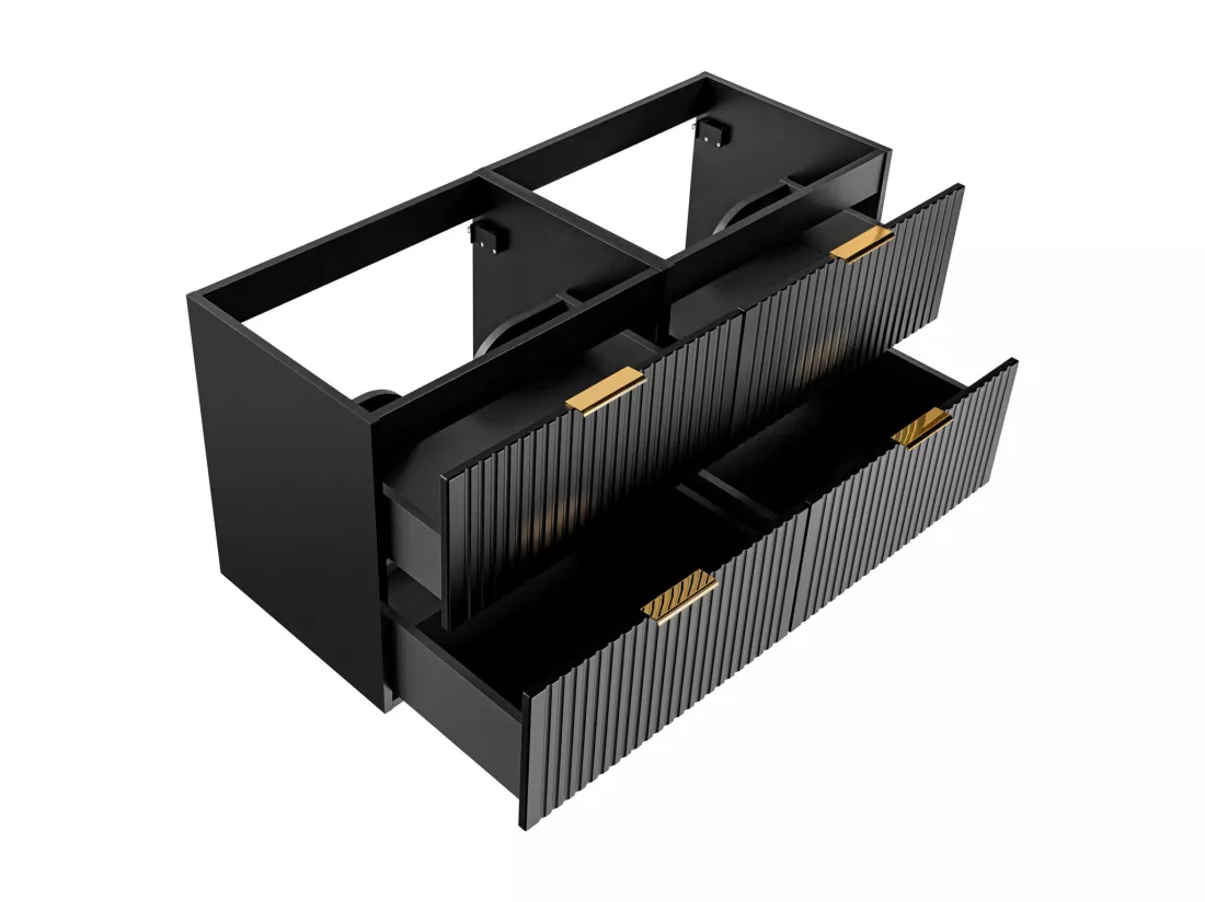 Meuble sous vasque suspendu strié - Noir - L120 cm - ZEVARA