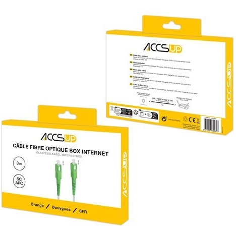 Câbles réseau Accsup CABLE FIBRE OPTIQUE POUR BOX INTERNET (BOUYGUES / SFR / ORANGE) 3M BLANC