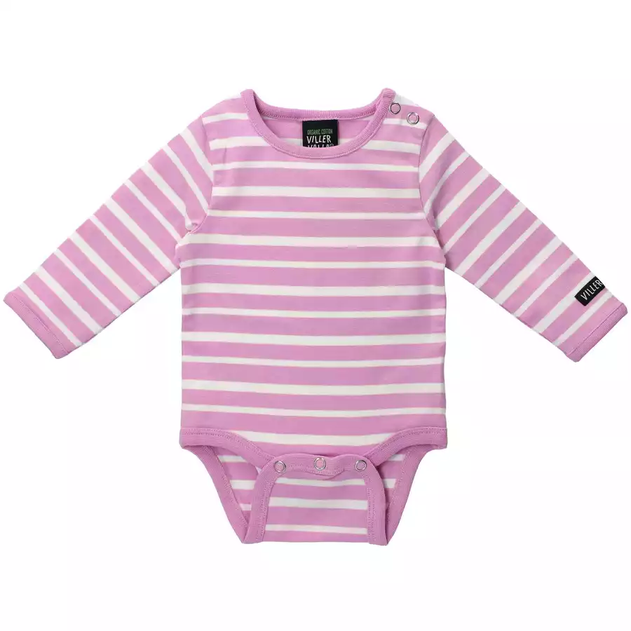 Villervalla Body Langarm Stripes flamingo
