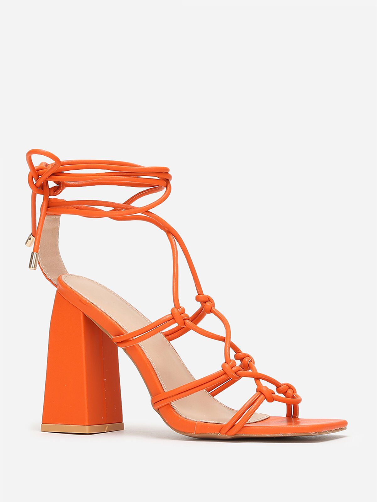 Sandales carrées à fines lanières- orange