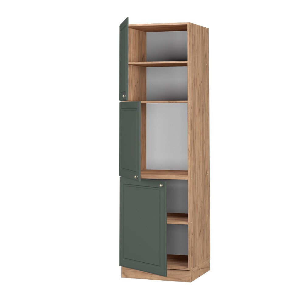 Vicco Herdumbauschrank Küchenschrank Küchenmöbel Fame-Line Landhaus Eiche Grün 60 cm Gold Küche Einbauküche Blende Herdschrank Hochschrank Küchenzeile Drehtür Einlegeboden