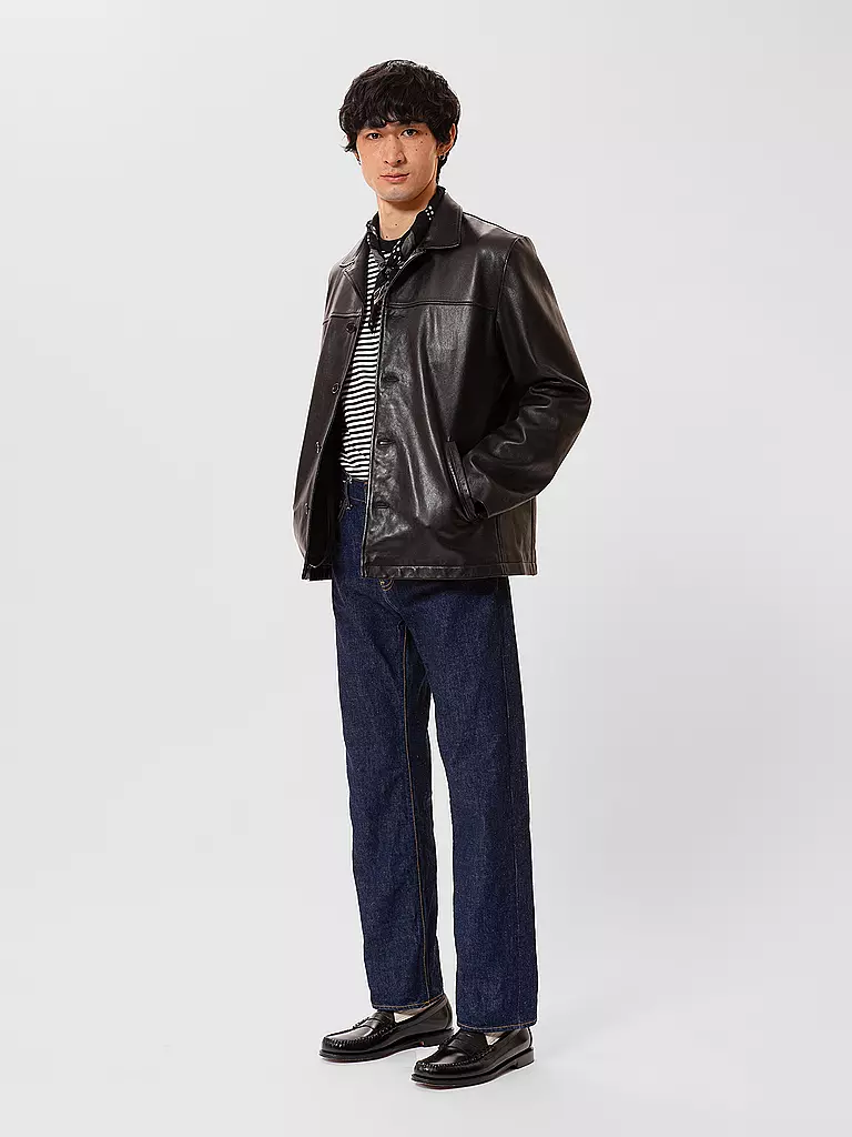 NUDIE JEANS Lederjacke schwarz