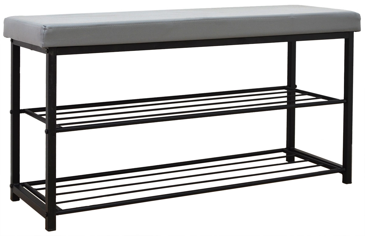 Schuhregal 96x32,5x51cm Schuhbank Offener Schuhschrank Schuh Regal Sitzbank Grau