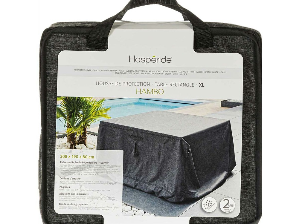 Housse pour table rectangulaire extérieure hambo xl gris - 308 x 190 x 80 cm