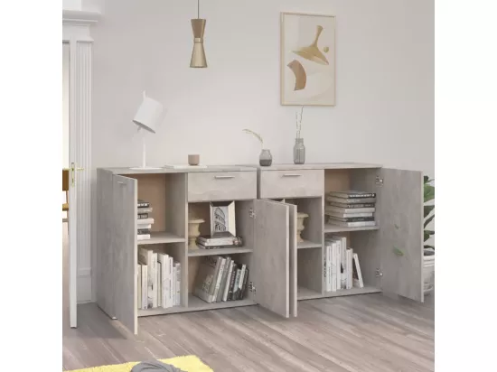 Buffet Gris béton 160x36x75 cm Aggloméré