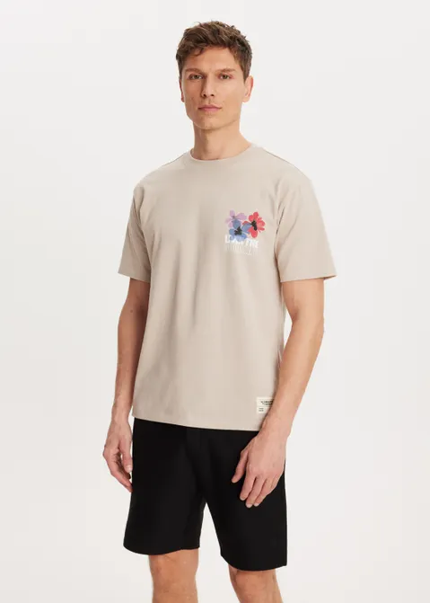 T-shirt met print good life bruin (TAU.L)