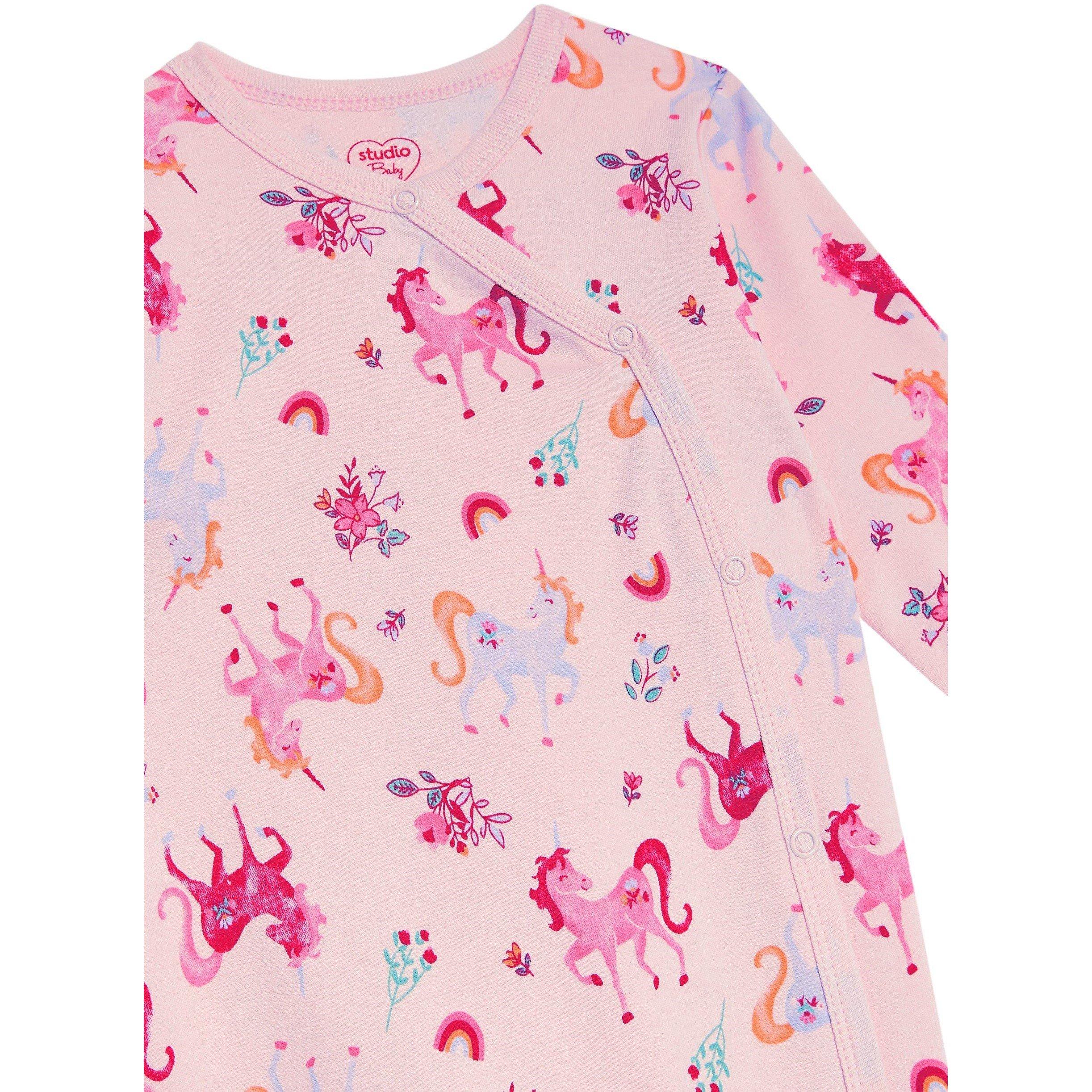 Hello World Baby Girls Unicorn Sleepsuit and Toy Set