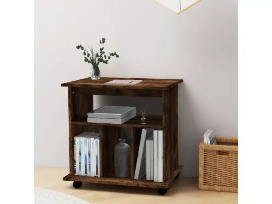 Armoire roulante Chêne fumé 60x45x60 cm Bois d'ingénierie