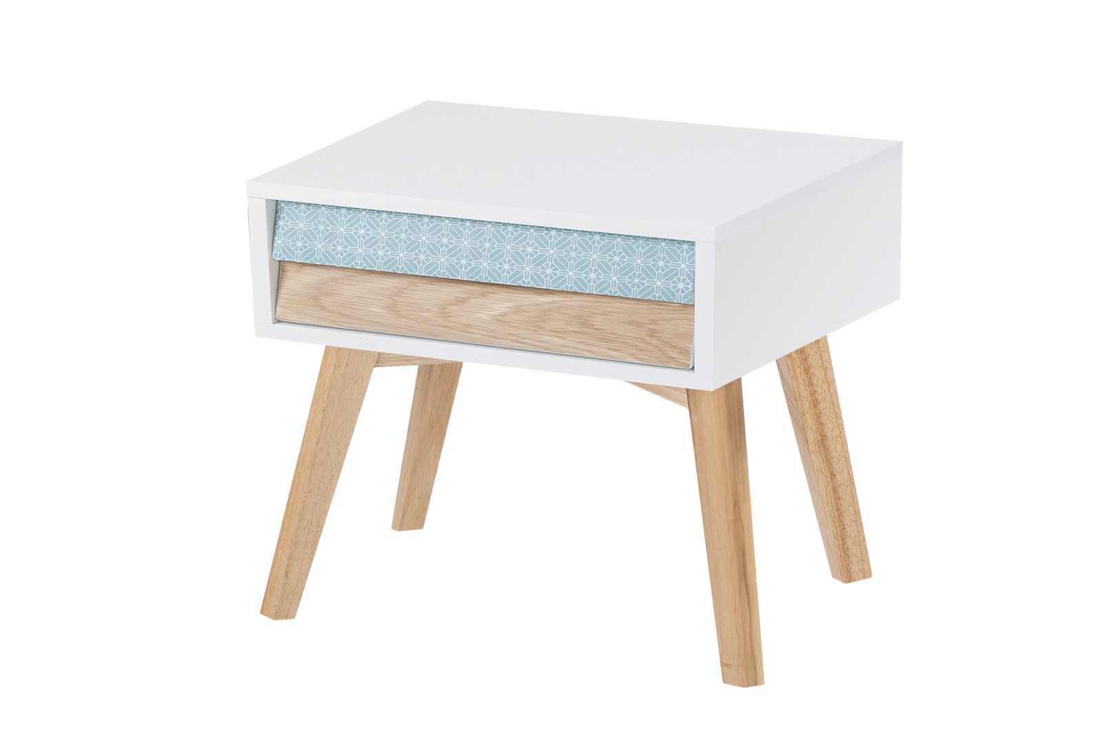 Nachttisch HAILEY - weiß-blau-braun - 45 cm