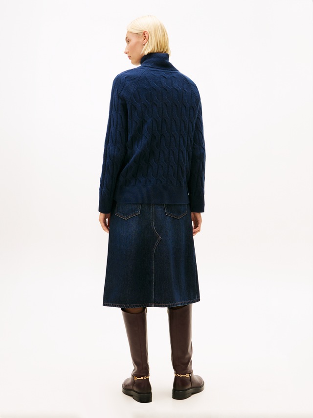 Tommy Hilfiger Rollkragenpullover »SOFT WOOL CABLE ROLL-NK LS SWT«, mit Zopfmuster, aus reiner Wolle