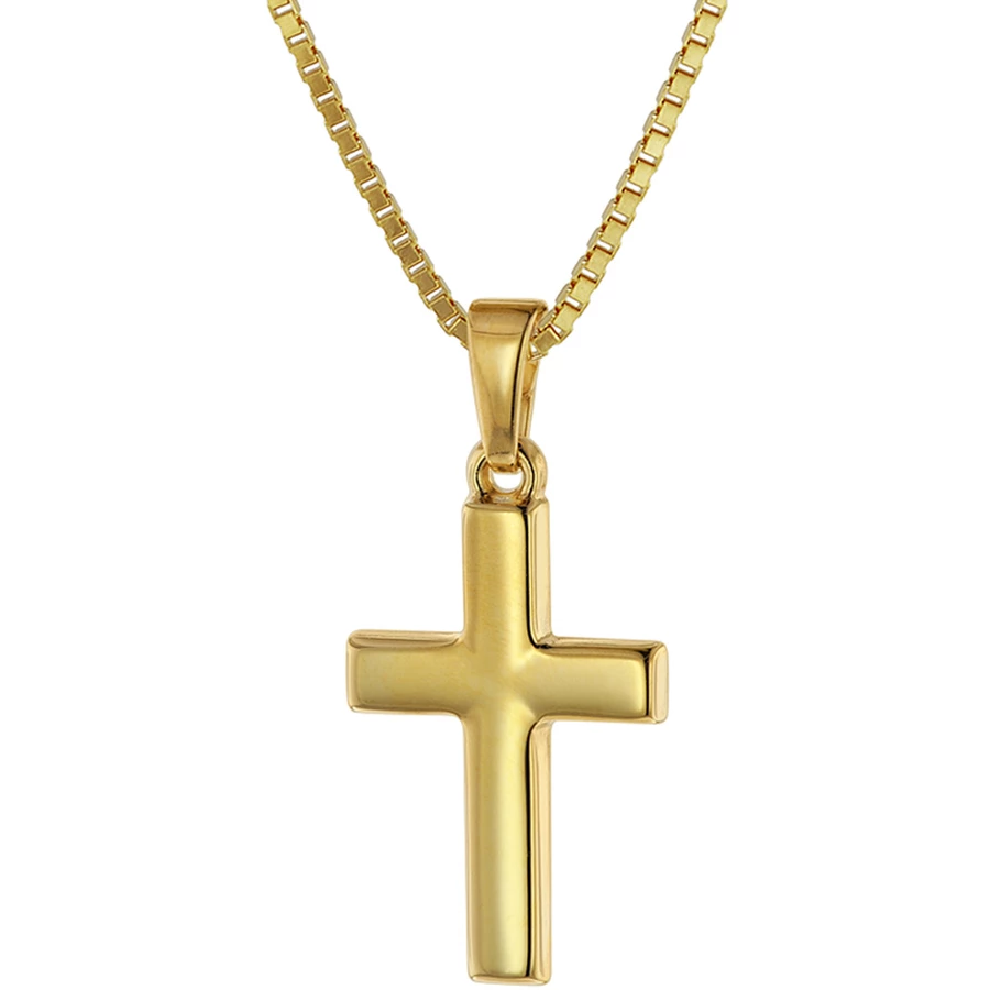 trendor Kreuz für Kinder 18 mm Gold 333  8 K + vergoldeter Silberkette gold