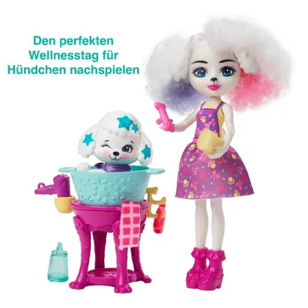 Mattel Enchantimals Pudelwohl Schönheitssalon Spielset mit Farbwechsel