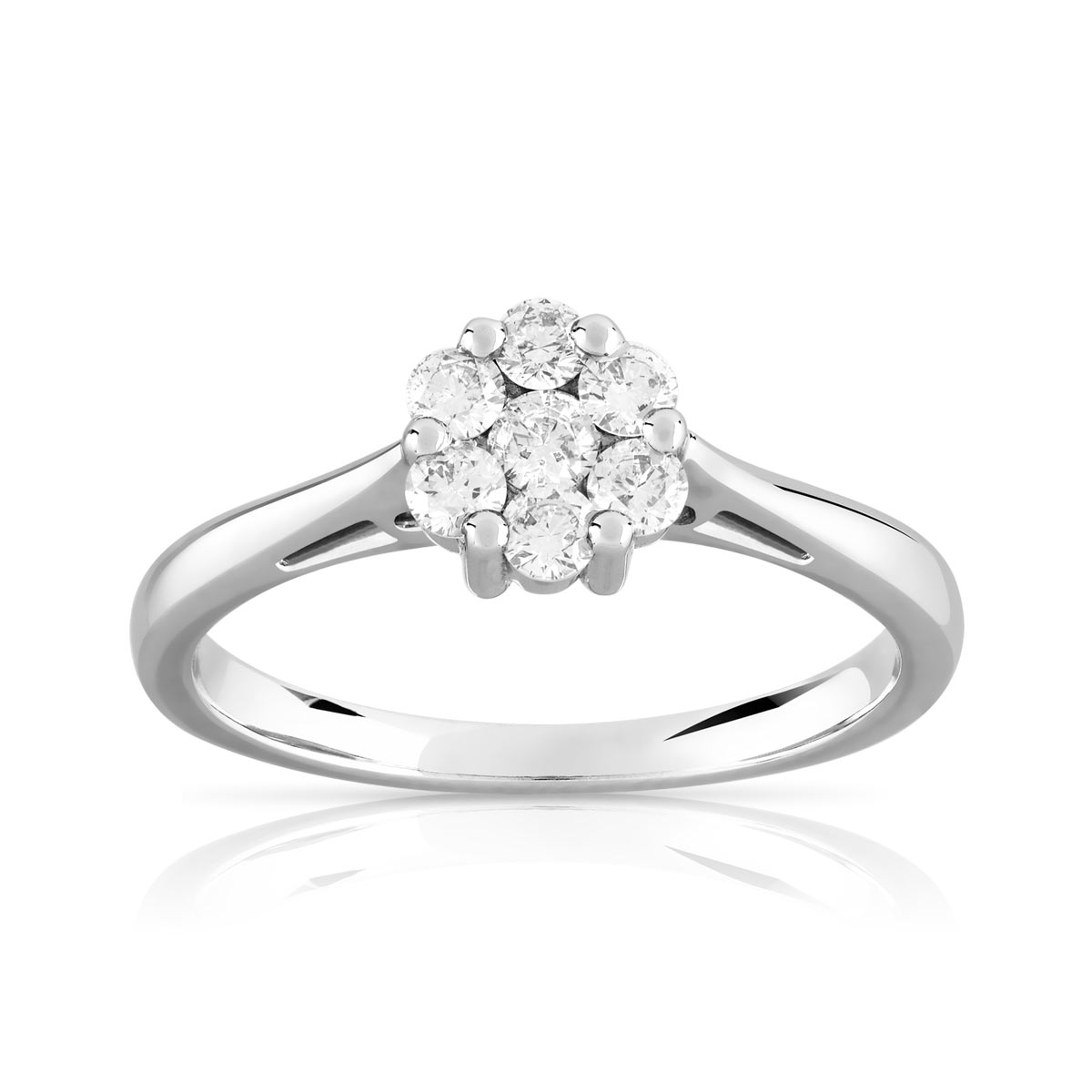 Bague or 750 blanc diamant