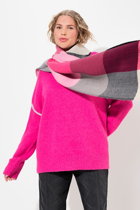 Pullover, Zierstreifen, Oversized, Stehkragen, Langarm