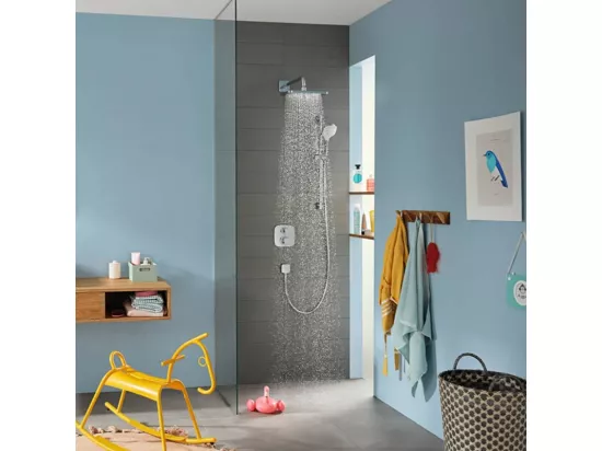 Colonne de douche thermostatique encastrée HANSGROHE Croma Select E + nettoyant Briochin
