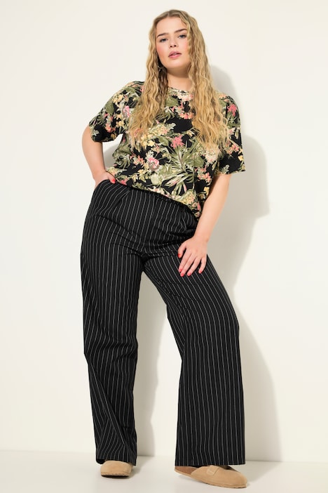 Nadelstreifen-Hose, Wide Legs, High Waist