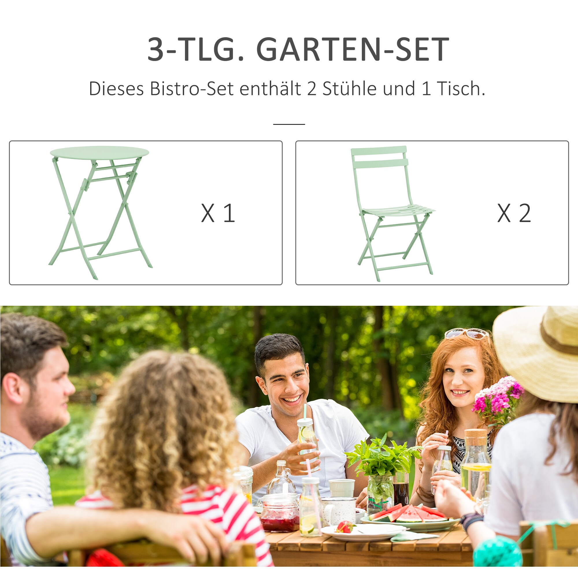Outsunny Gartenmöbel-Set im kompaktem Design Ø60L x 71H cm