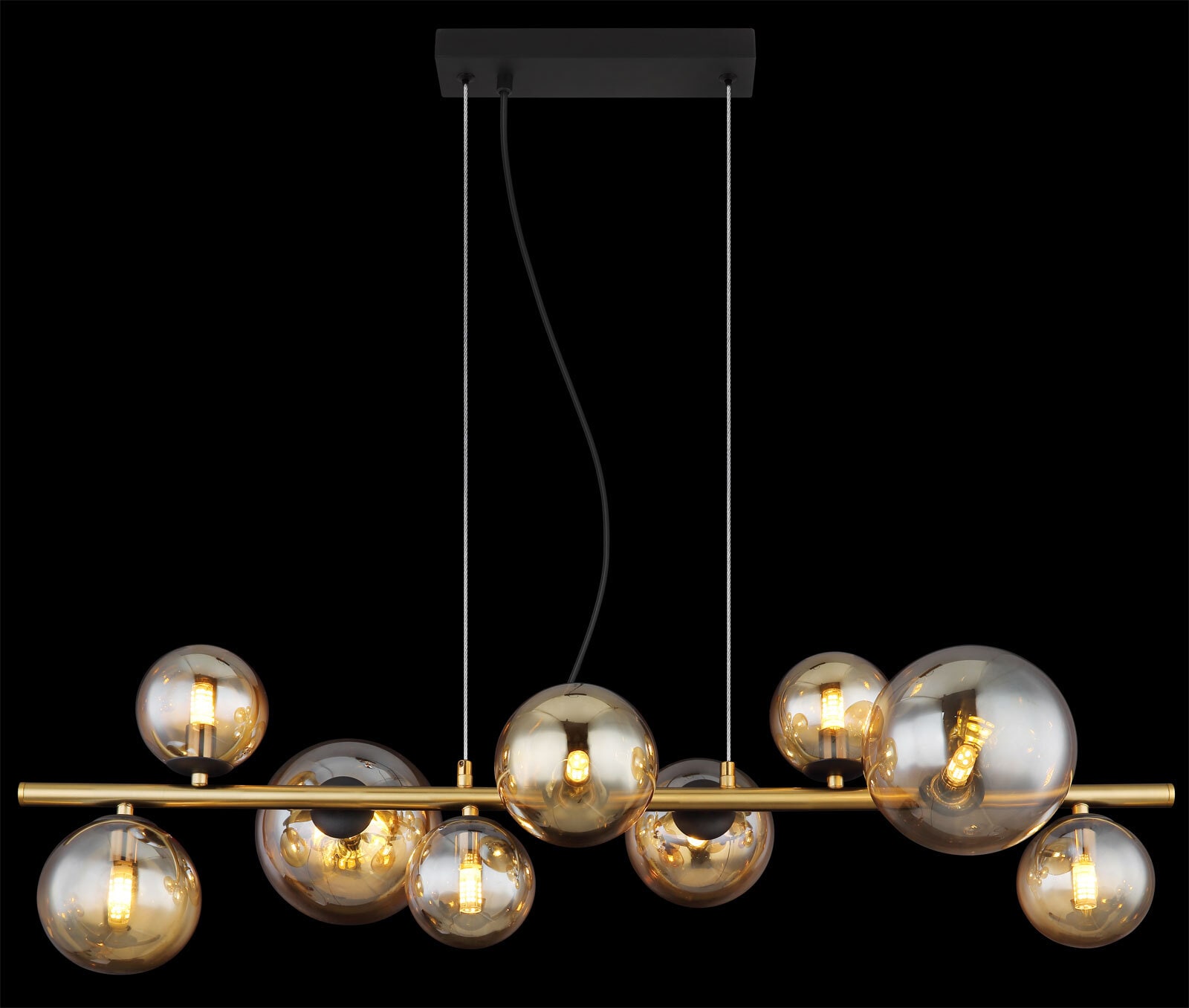 GLOBO LED Retrofit Balkenpendel RIHA 9-flg messingfarbig /amber