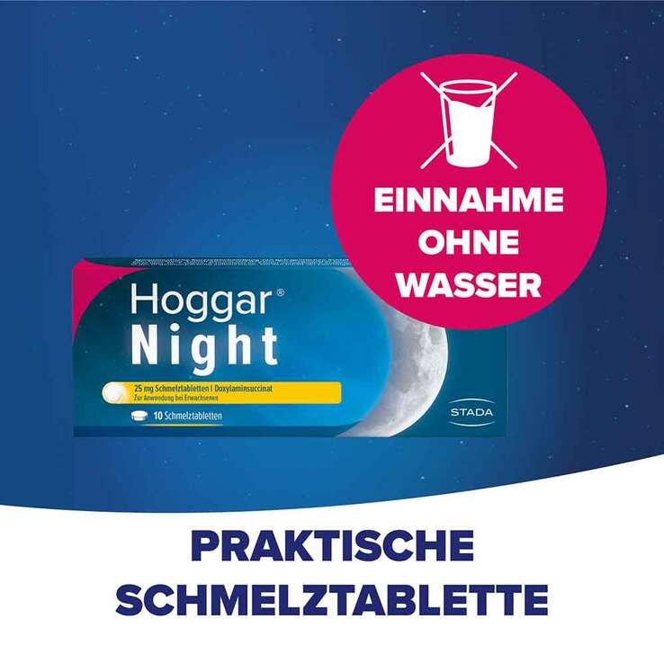 Hoggar Night 25 mg Doxylamin Schlaf-Schmelztabletten, 10 St