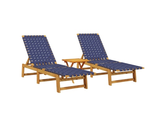 VIDAXL - Bain de soleil Chaises longues lot de 2 et table bleu foncé bois massif aca...