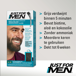 Just For Men Snor & Baard  Haarkleuring - M45 Donkerbruin 1ST