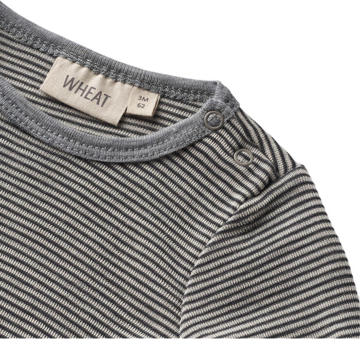 Wheat Langærmet Uld Heldragt Navy stripe