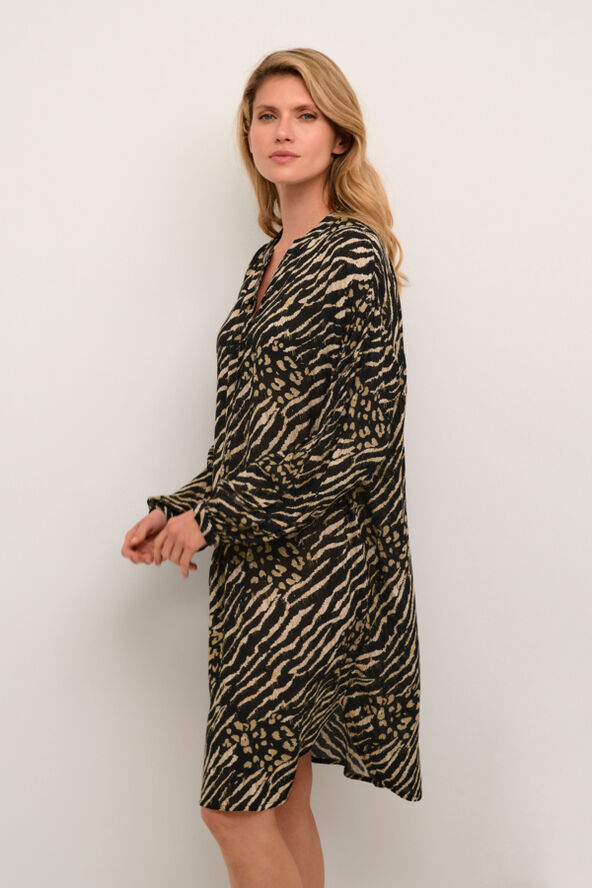 Kaffe KAkarina Amber Dress Black and brown animal print